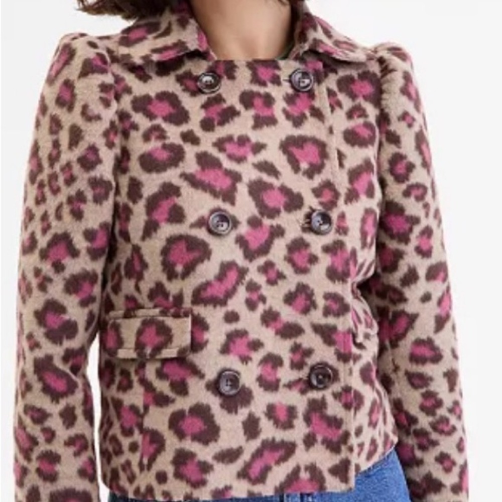 On 34th Mini Peacoat Leopard Print Double-Breasted